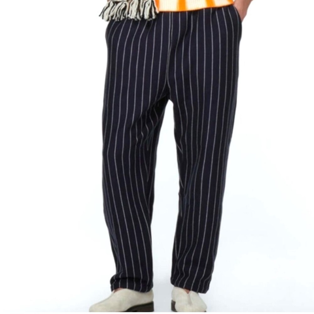 The Elder Statesman Terry Pinstriped Cotton Wool Cashmere Silk Pants Men XL